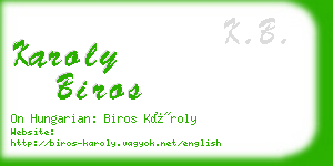 karoly biros business card